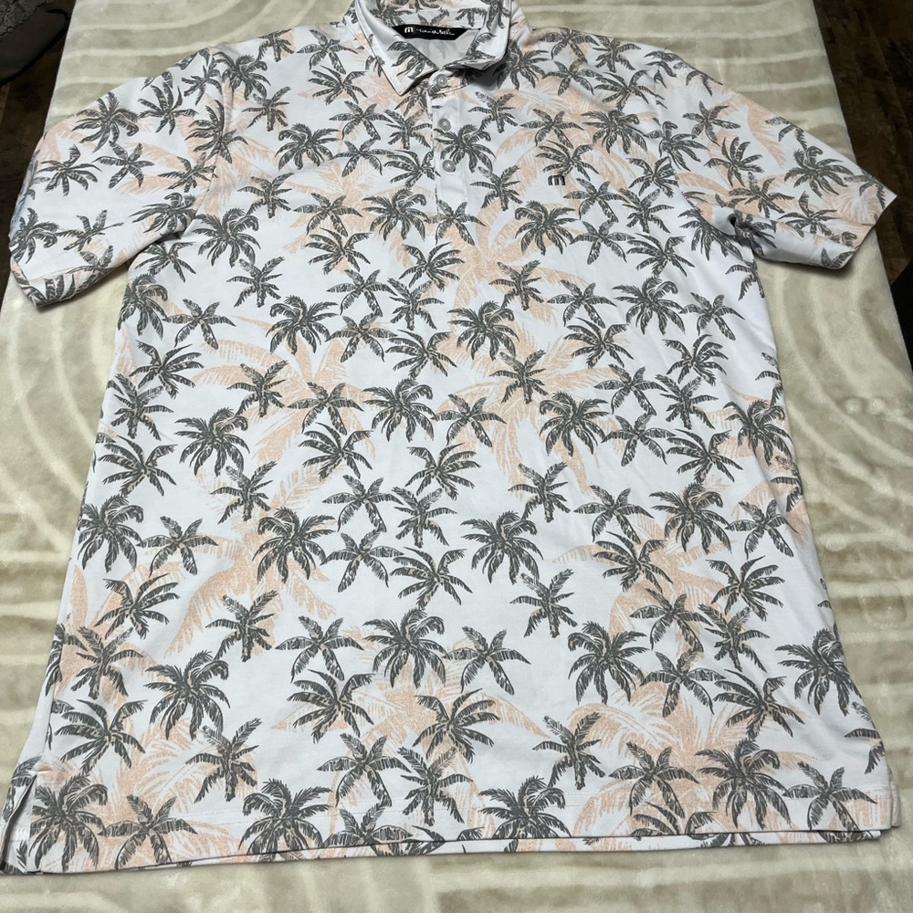 Travis Mathew Large Palm Tree Print Men's Polo Shirt